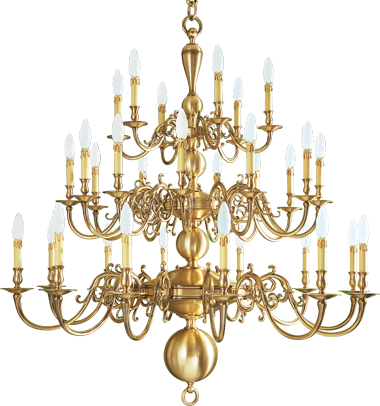 Lustre en bronze Lucien Gau 14430 - Style hollandais - H 240 cm