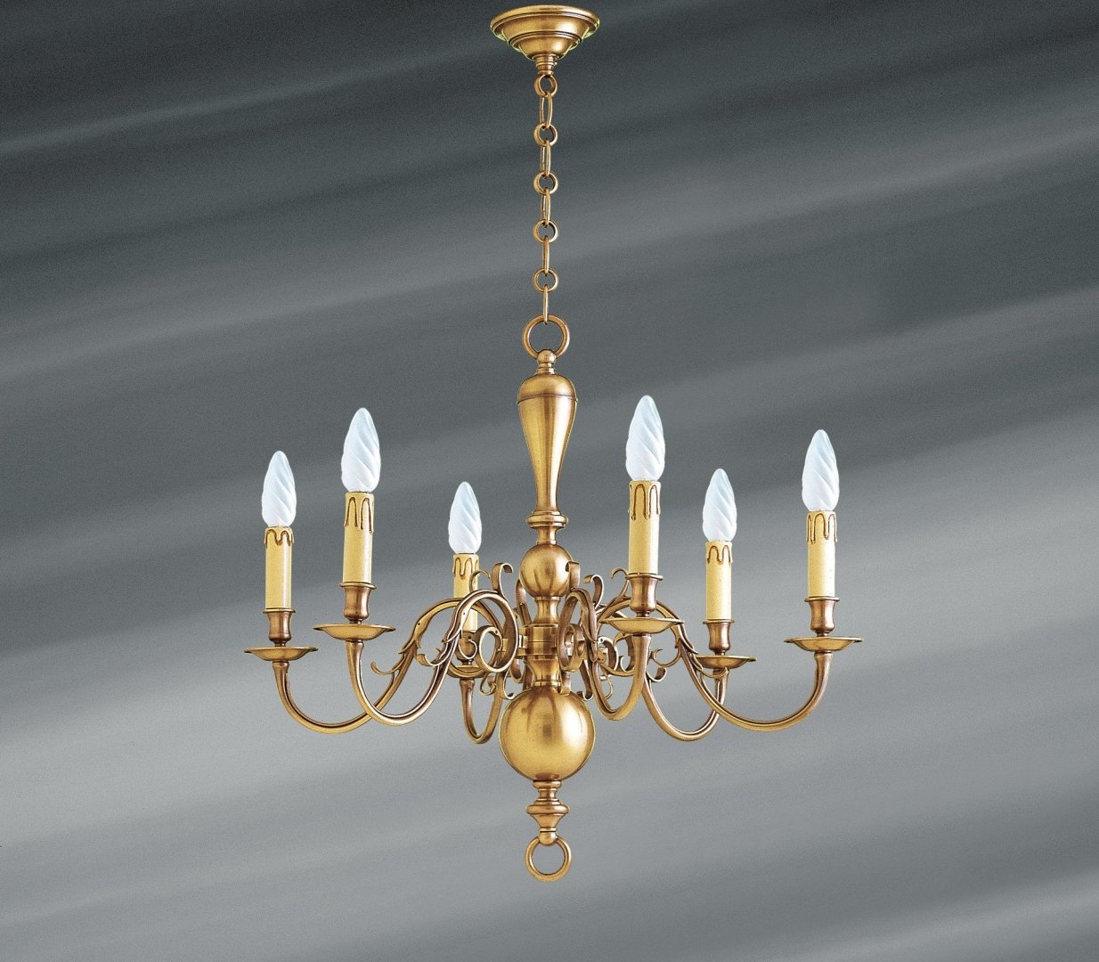 Lustre en bronze Lucien Gau 14446 - Style hollandais - H 100 cm