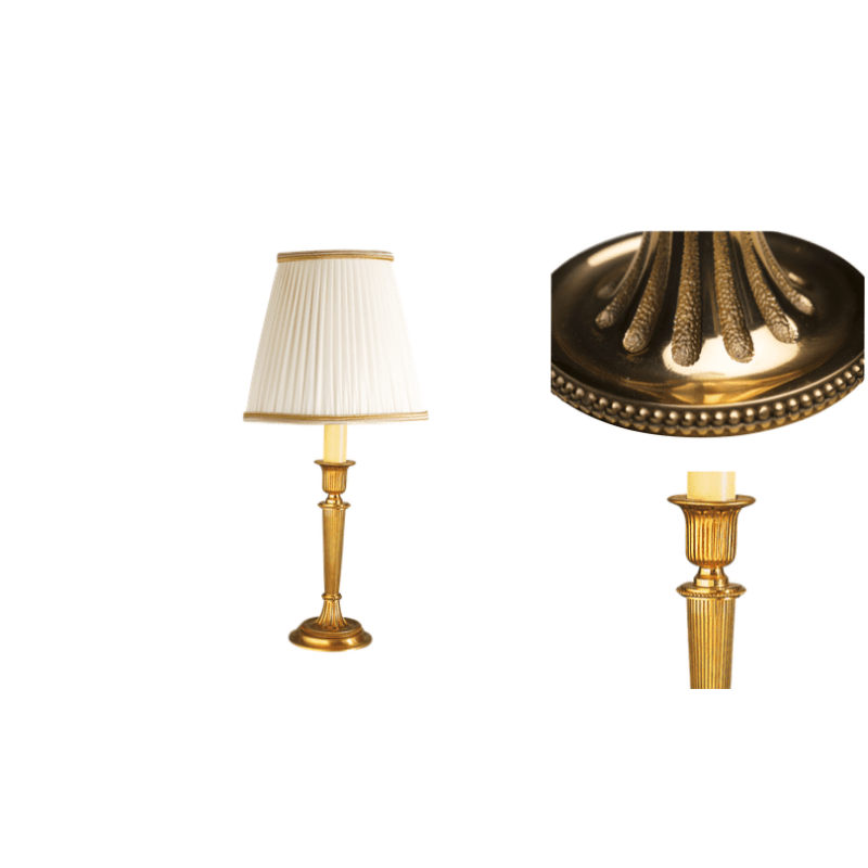 Abat-jour Années 40 Pour Lampe Sur Pied - Tissu Beige Tendu Avec Franges